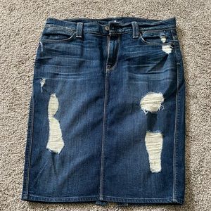 7 For All Mankind distressed midi jean skirt